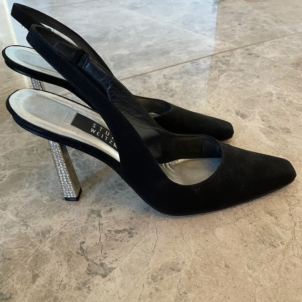 Stuart Weitzman Rhinestone Sling Back Heels